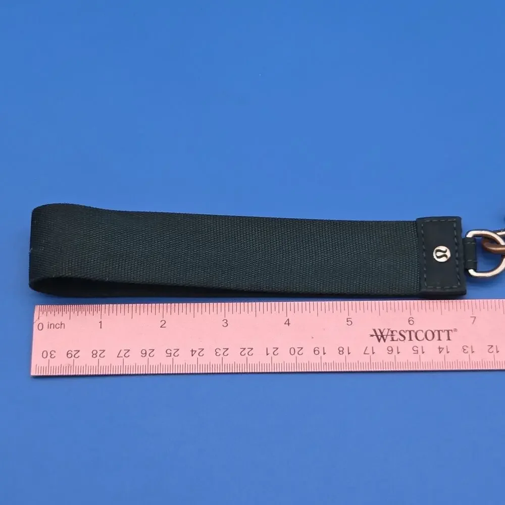 Lululemon Dual Pouch Wristlet Green Beige Gold Hardware Keychain Wallet